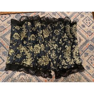 Floral Brocade Lace Up Corset Top Gold Blue Black Gothic Victorian Size 3XL